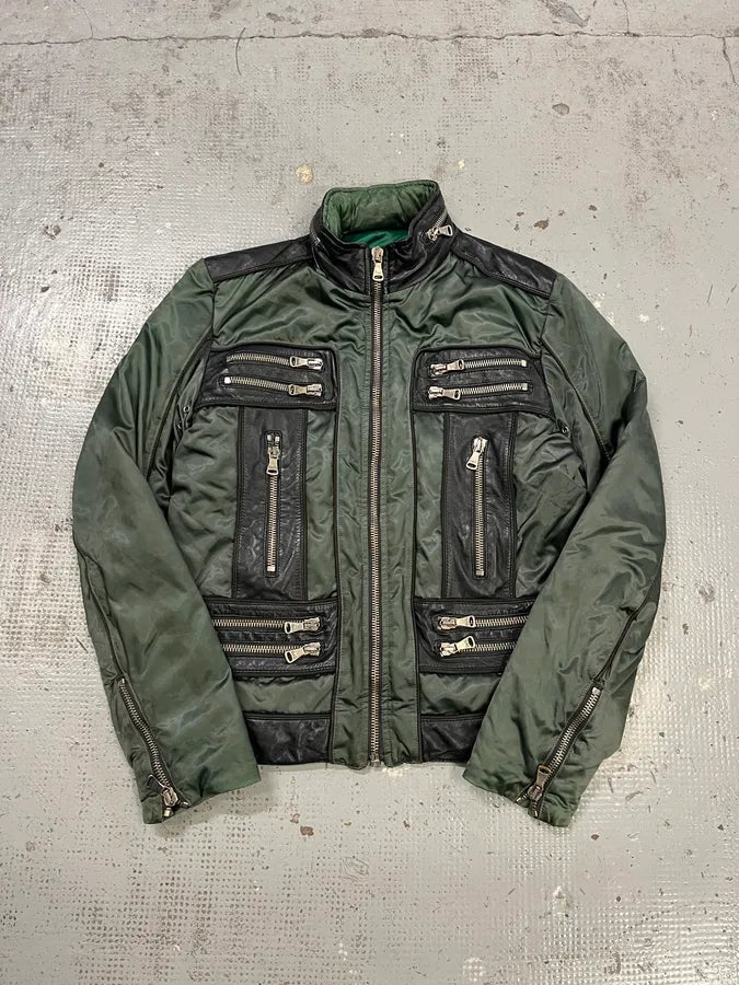 AW2007 Dolce & Gabbana Khaki Hybrid Nylon Leather Jacket EXeTvCd 4