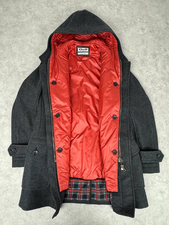 AW2007 Dolce & Gabbana Montgomery Grey Wool Hooded Long Coat uuNTmly 6