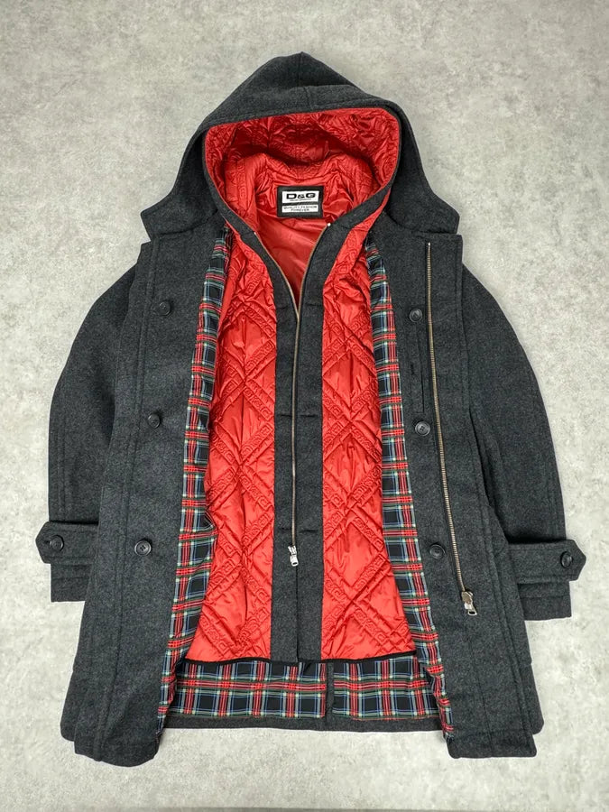 AW2007 Dolce & Gabbana Montgomery Grey Wool Hooded Long Coat uuNTmly 7