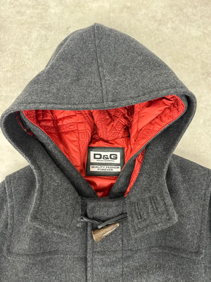 AW2007 Dolce & Gabbana Montgomery Grey Wool Hooded Long Coat uuNTmly 8