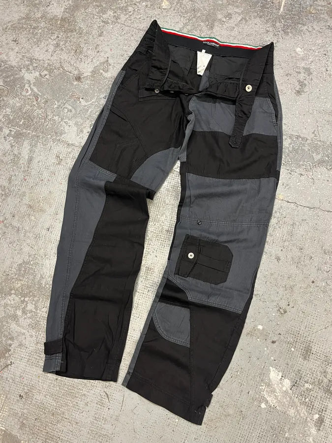 AW2007 Dolce & Gabbana Multi Pockets Cargo Black & Grey Pants (M) HFewHYw 5