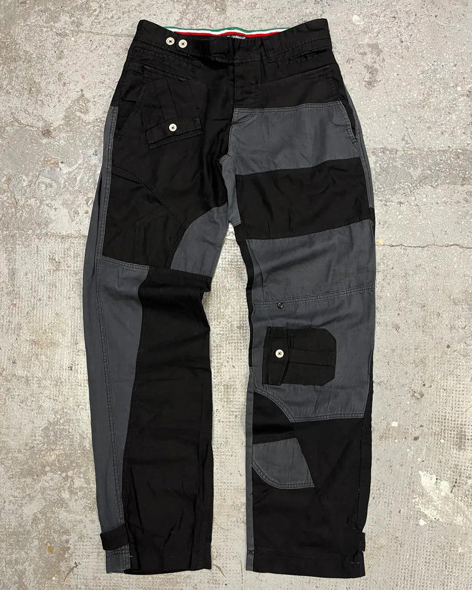AW2007 Dolce & Gabbana Multi Pockets Cargo Black & Grey Pants (M) HFewHYw 0