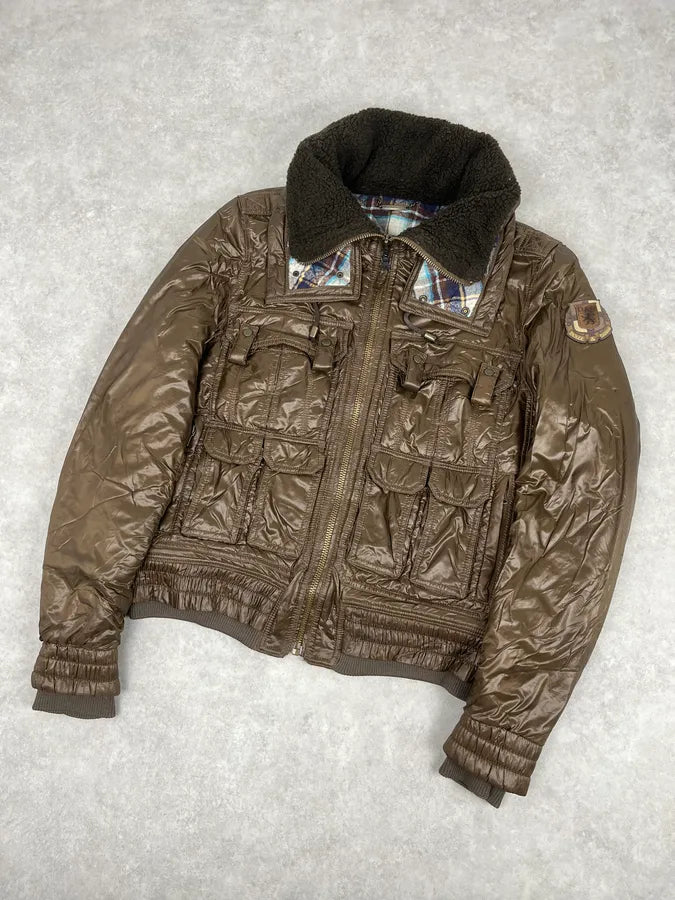 2000s Dolce & Gabbana Multi Pockets Cargo Brown Puffer Jacket bJedwaf 4