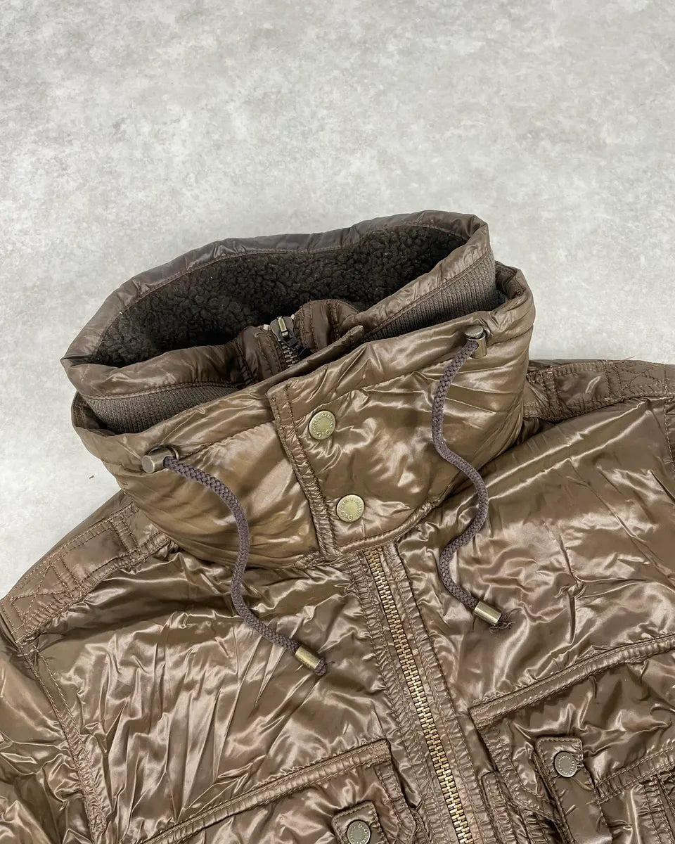 2000s Dolce & Gabbana Multi Pockets Cargo Brown Puffer Jacket bJedwaf 3