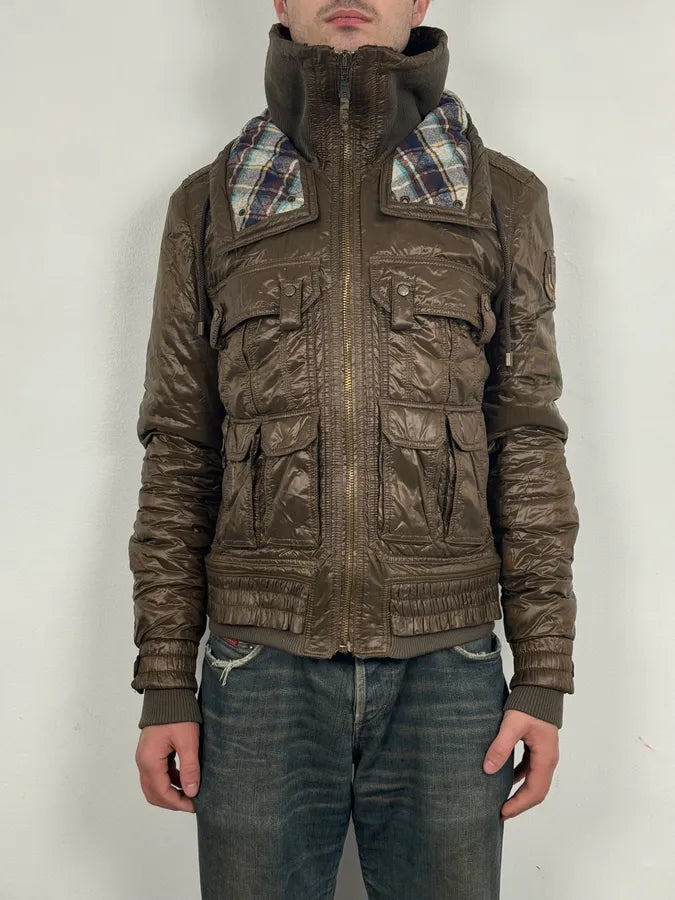 2000s Dolce & Gabbana Multi Pockets Cargo Brown Puffer Jacket bJedwaf 0
