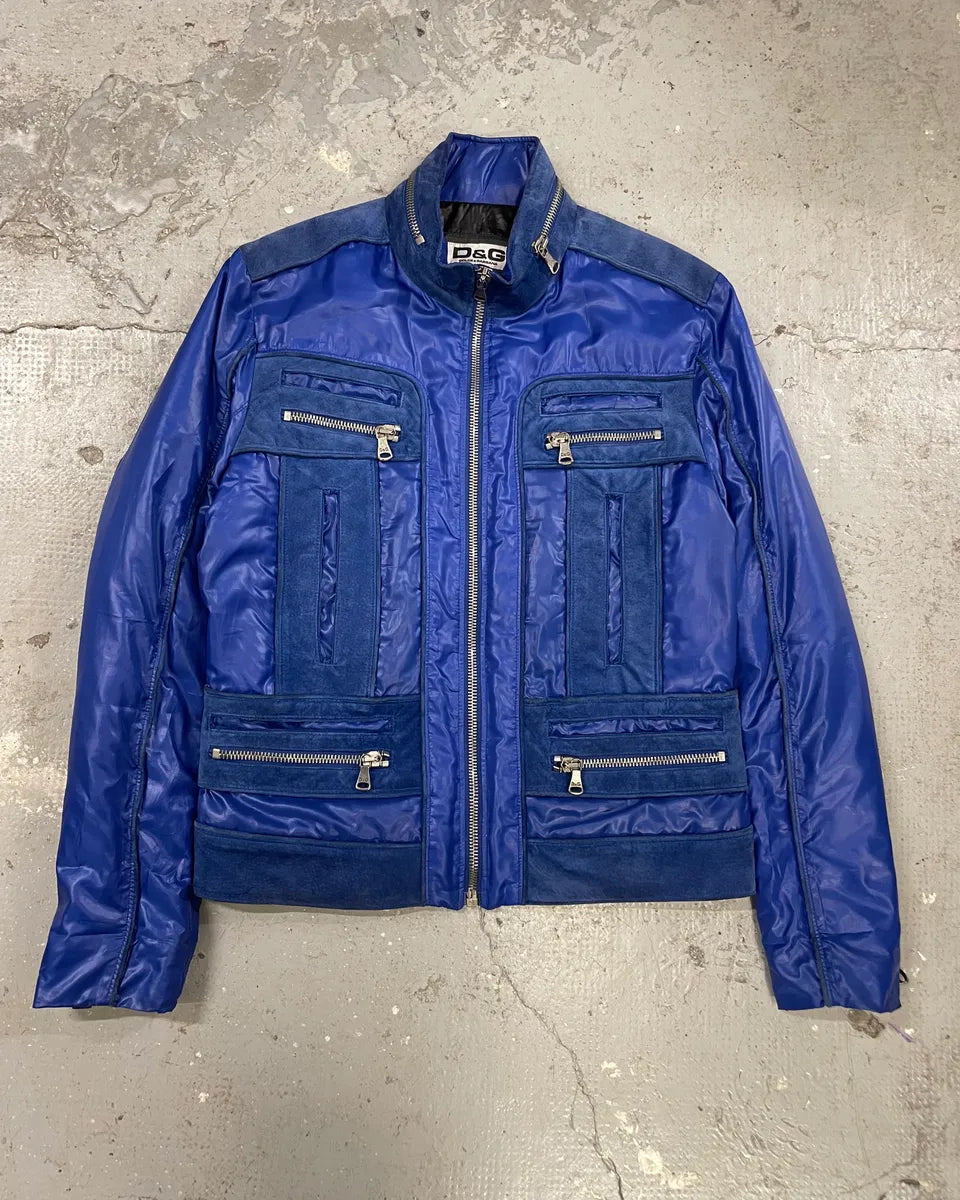 AW2007 Dolce & Gabbana Multi-Zip Blue Utility Jacket (M) mfnunsY 0
