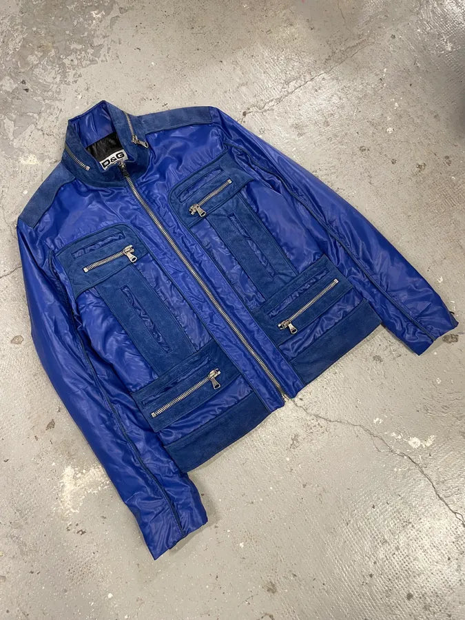 AW2007 Dolce & Gabbana Multi-Zip Blue Utility Jacket (M) mfnunsY 4