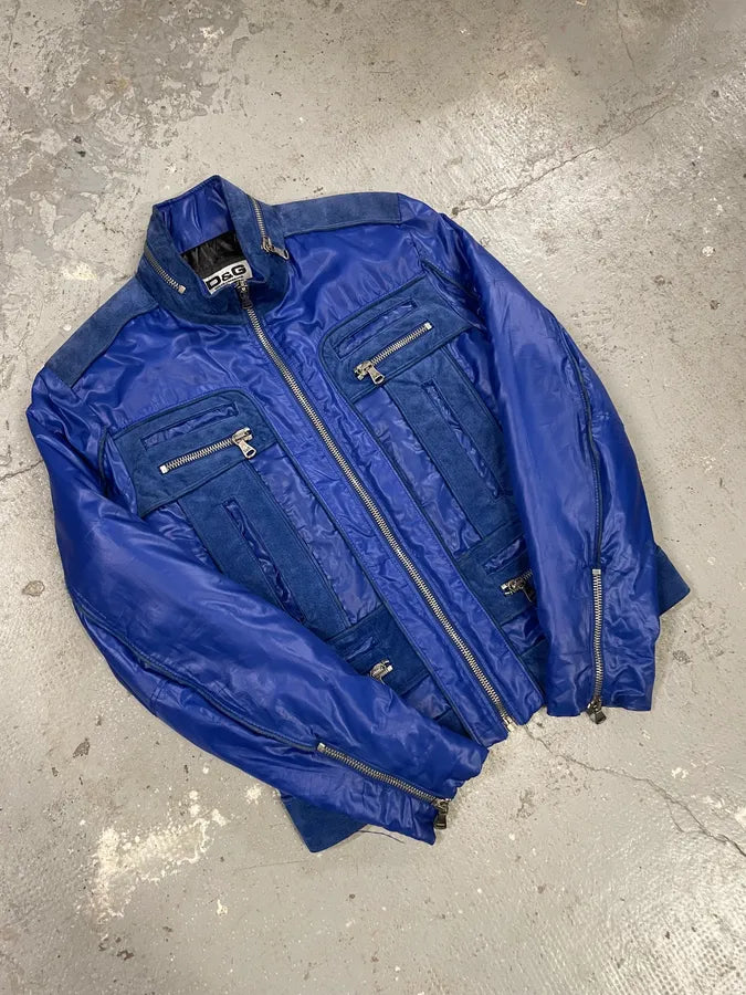 AW2007 Dolce & Gabbana Multi-Zip Blue Utility Jacket (M) mfnunsY 5