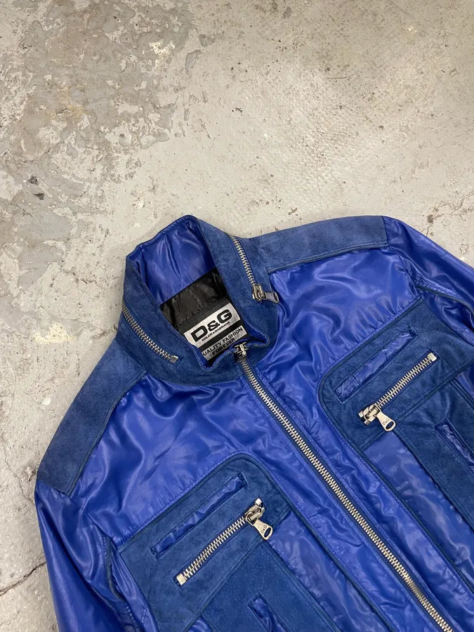 AW2007 Dolce & Gabbana Multi-Zip Blue Utility Jacket (M) mfnunsY 6
