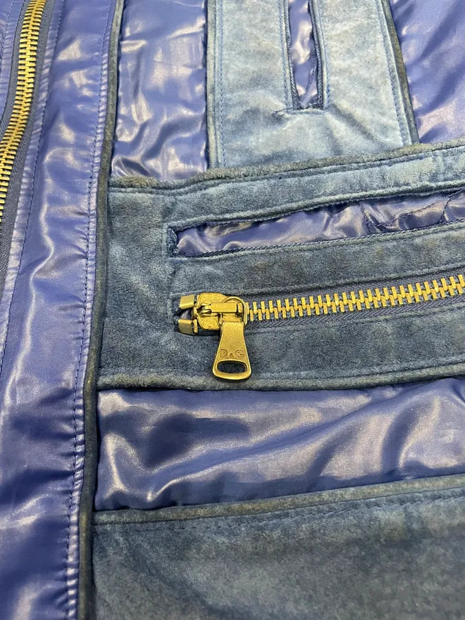 AW2007 Dolce & Gabbana Multi-Zip Blue Utility Jacket (M) mfnunsY 9