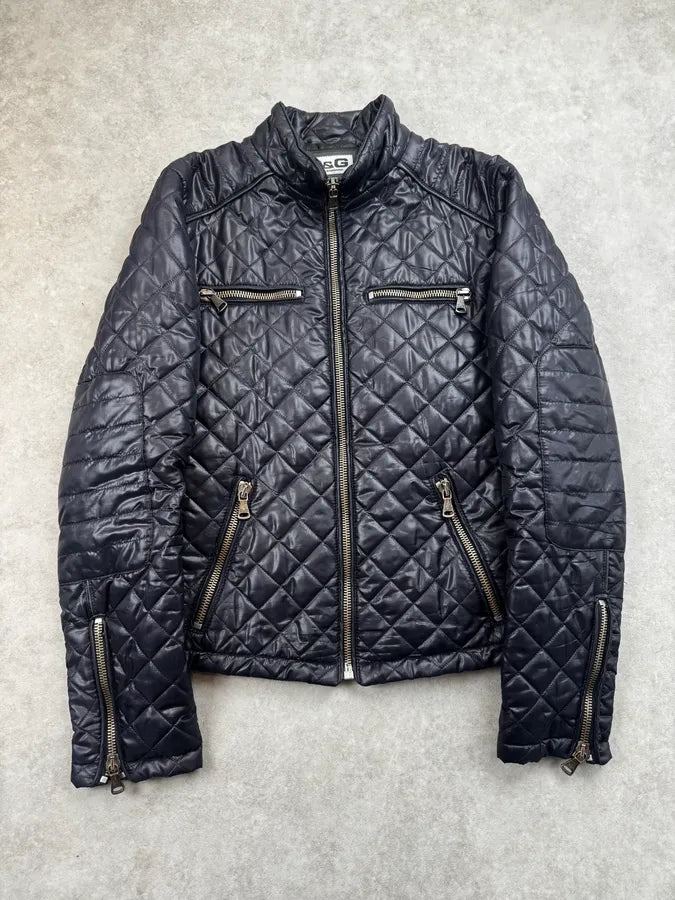 AW2007 Dolce & Gabbana Purple Dark Quilted Puffer Jacket ydNFwVh 0