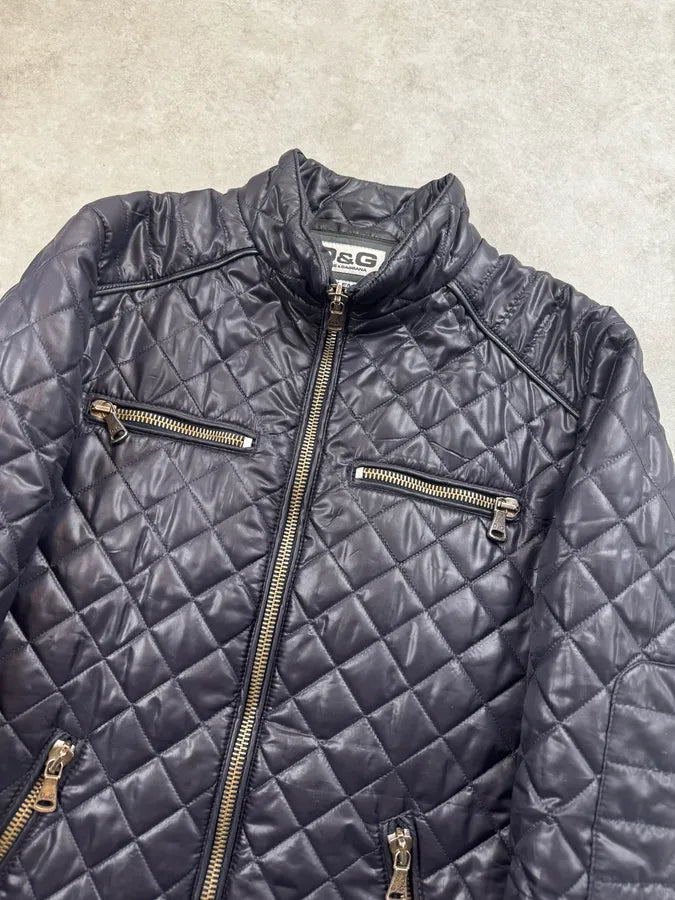 AW2007 Dolce & Gabbana Purple Dark Quilted Puffer Jacket ydNFwVh 4