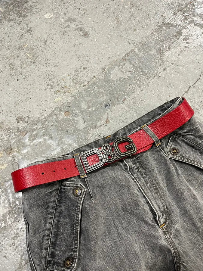 AW2007 Dolce & Gabbana Red Leather Belt meIYeJC 1