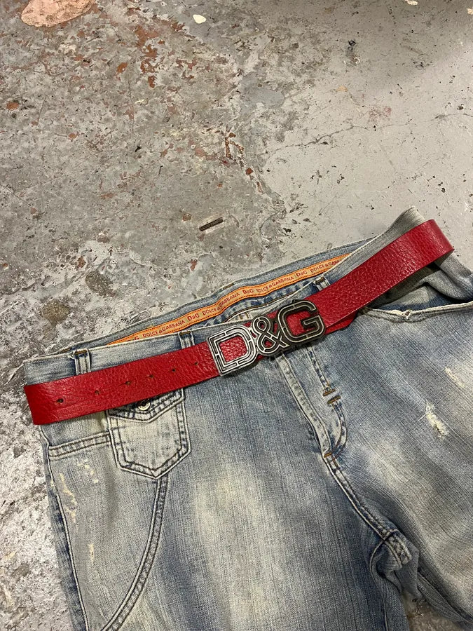 AW2007 Dolce & Gabbana Red Leather Belt RWZMADY 1