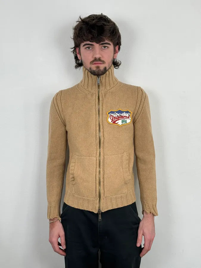 AW2007 Dsquared2 Beige Wool Zip-up Sweater oSfTkiB 2