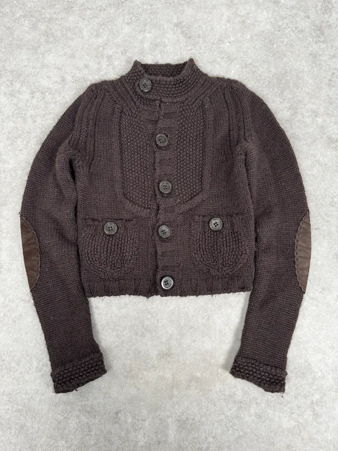 AW2007 Dsquared2 Brown Wool Buttoned Cardigan Sweater AGGhcvU 0