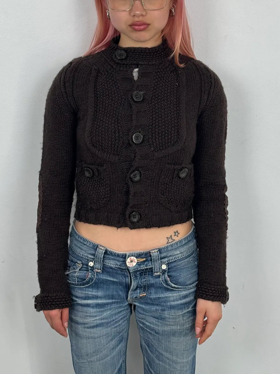 AW2007 Dsquared2 Brown Wool Buttoned Cardigan Sweater AGGhcvU 1