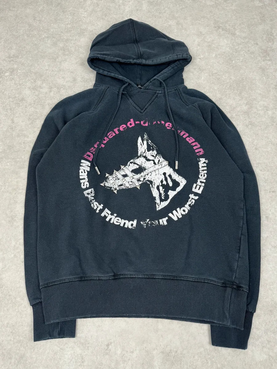 AW2007 Dsquared2 Dobberman Dog Black Hoodie KCNjsSf 0