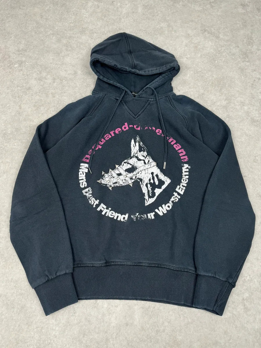 AW2007 Dsquared2 Dobberman Dog Black Hoodie KCNjsSf 3