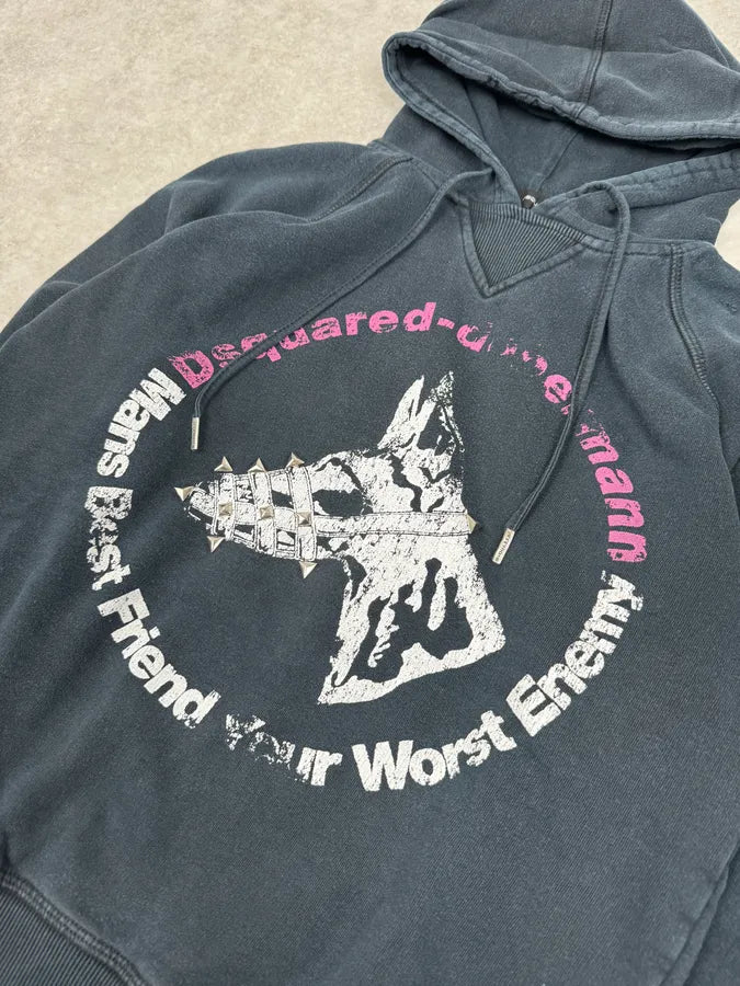 AW2007 Dsquared2 Dobberman Dog Black Hoodie KCNjsSf 6