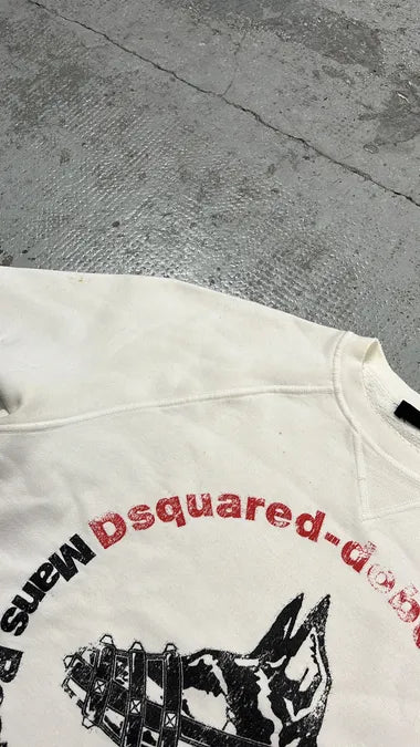 AW2007 Dsquared2 Doberman Print White Crewneck Sweatshirt dzHvTaj 5