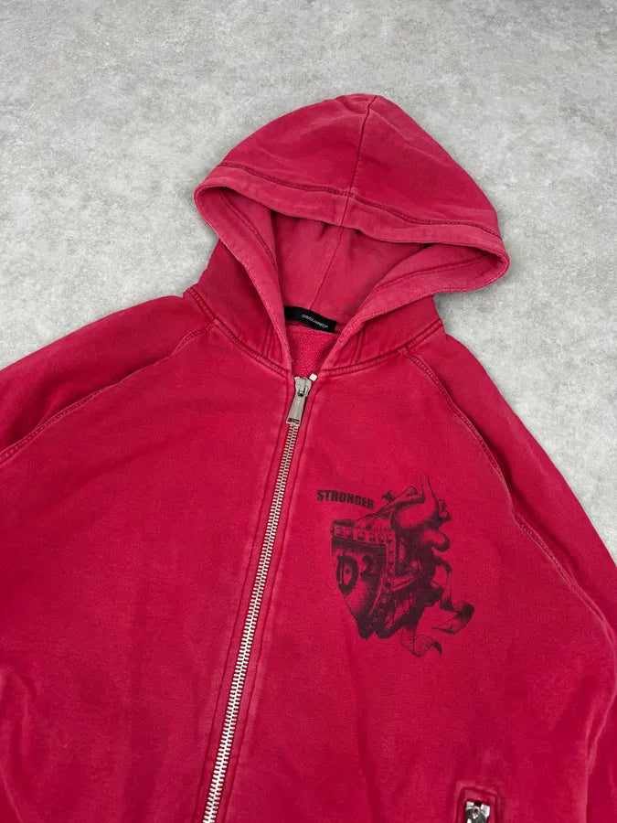 AW2007 Dsquared2 Red « Heart Stronger » Zip-up Hoodie pBWJCYV 4