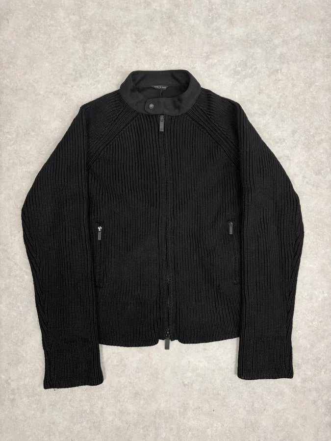 AW2007 Emporio Armani Black Premium Wool Biker Zip-up Sweater EODIAgJ 0