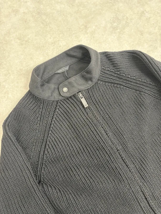 AW2007 Emporio Armani Black Premium Wool Biker Zip-up Sweater EODIAgJ 4