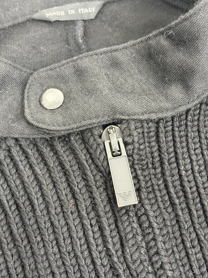 AW2007 Emporio Armani Black Premium Wool Biker Zip-up Sweater EODIAgJ 7