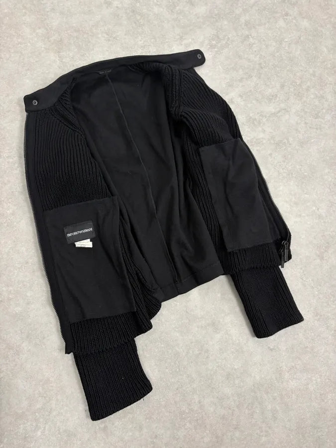 AW2007 Emporio Armani Black Premium Wool Biker Zip-up Sweater EODIAgJ 6