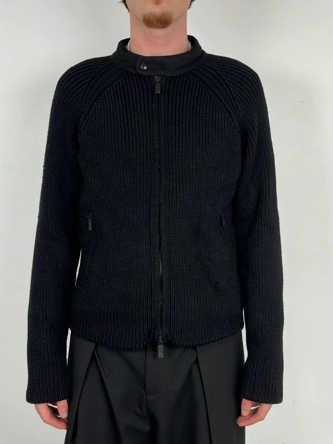 AW2007 Emporio Armani Black Premium Wool Biker Zip-up Sweater EODIAgJ 1