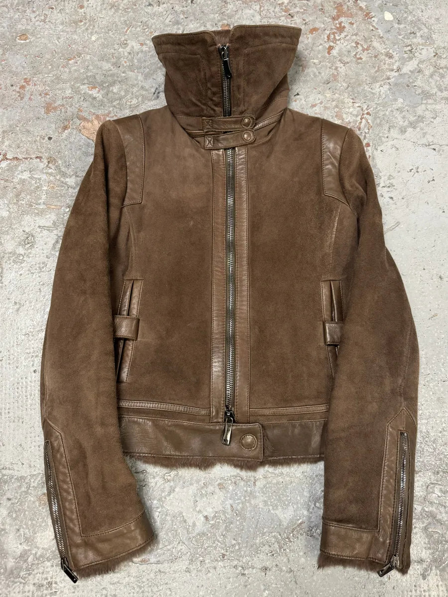 AW2007 Emporio Armani Brown Leather Jacket QzIPrWX 2