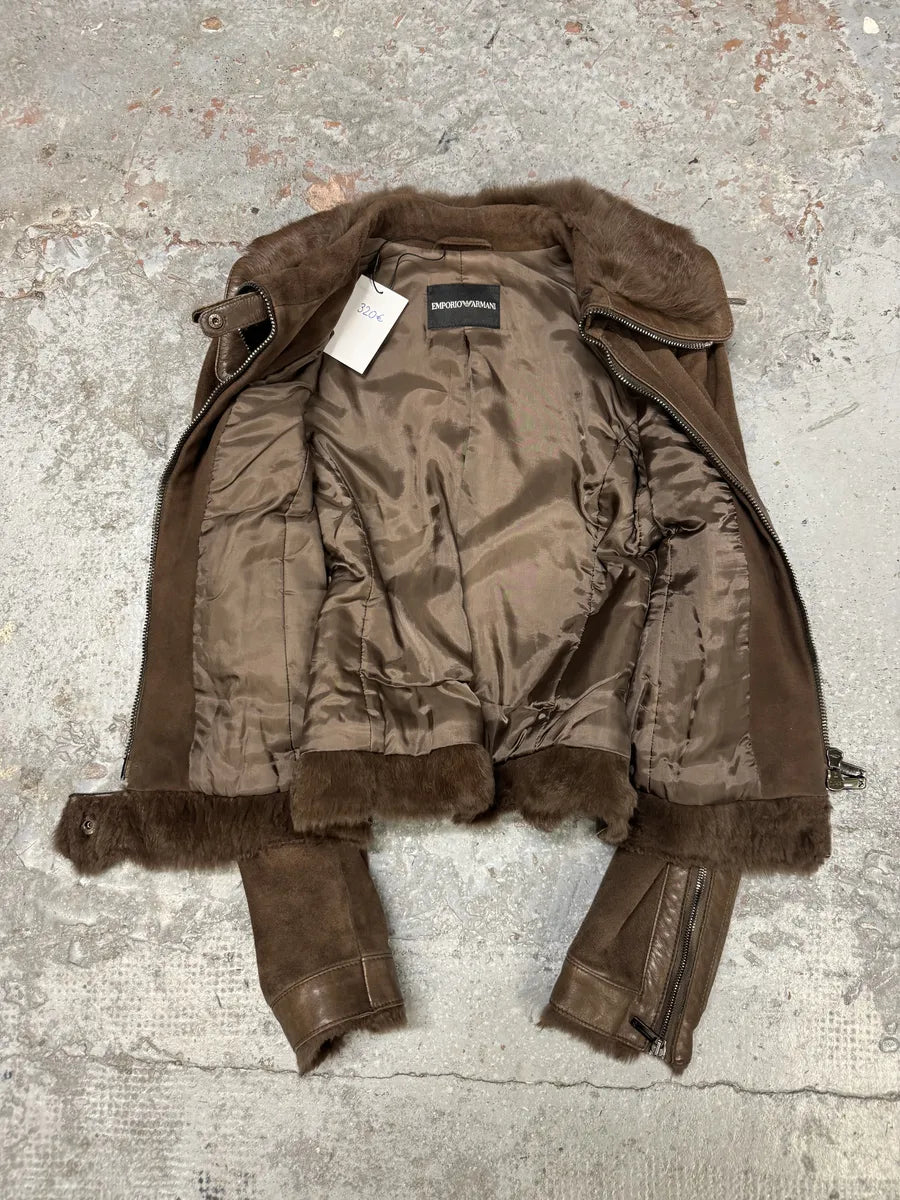 AW2007 Emporio Armani Brown Leather Jacket QzIPrWX 3