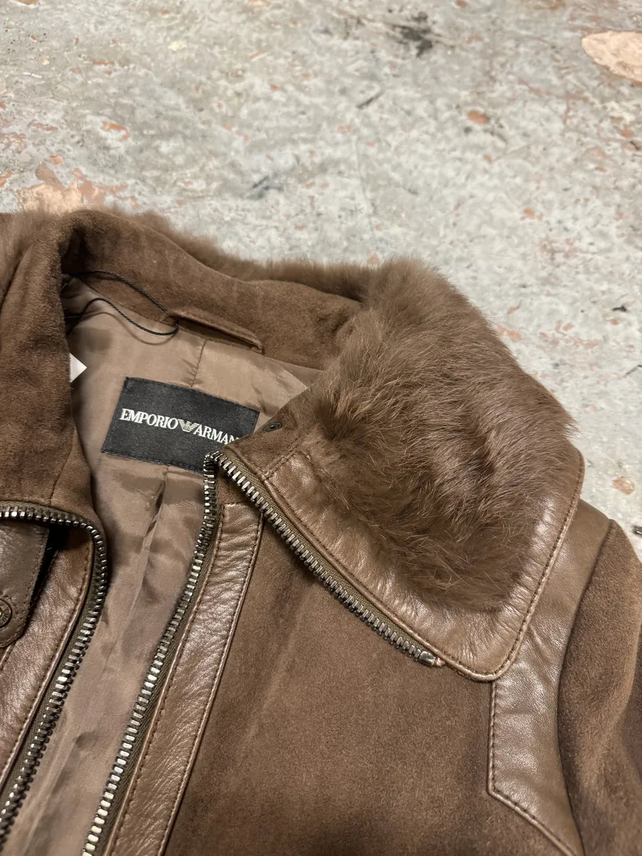 AW2007 Emporio Armani Brown Leather Jacket QzIPrWX 6