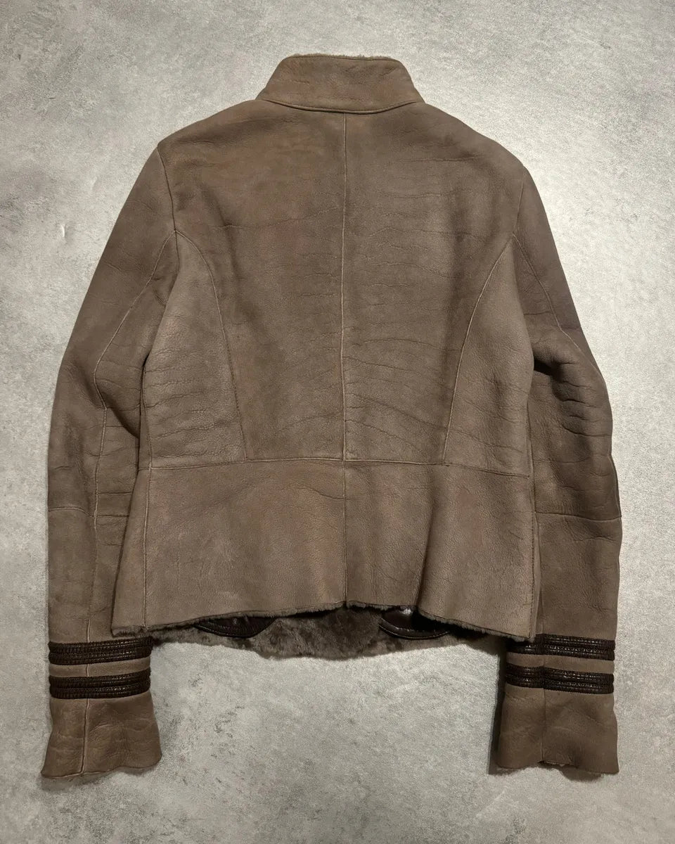 AW2007 Emporio Armani Sample Asymmetrical Tern Captain Fur Leather Jacket zGiWtGl 1