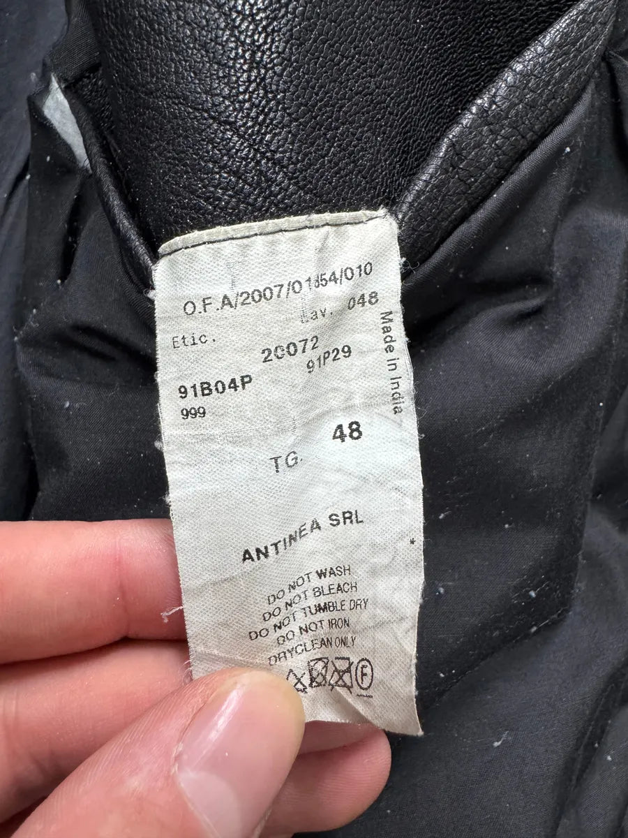 AW2007 Emporio Armani Textured Black Leather Jacket uIAjaJl 9