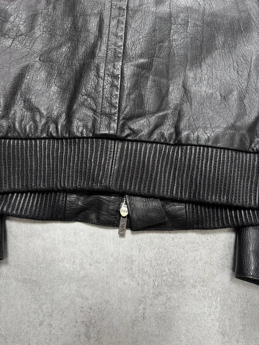 AW2007 Emporio Armani Textured Black Leather Jacket uIAjaJl 7