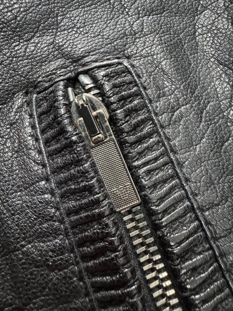 AW2007 Emporio Armani Textured Black Leather Jacket uIAjaJl 8