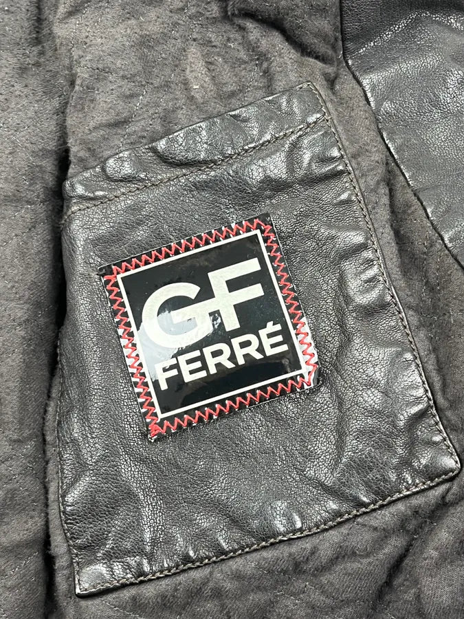 AW2007 Gianfranco Ferré Black Leather Multi-Pocket Bomber Jacket iIHLGAj 10