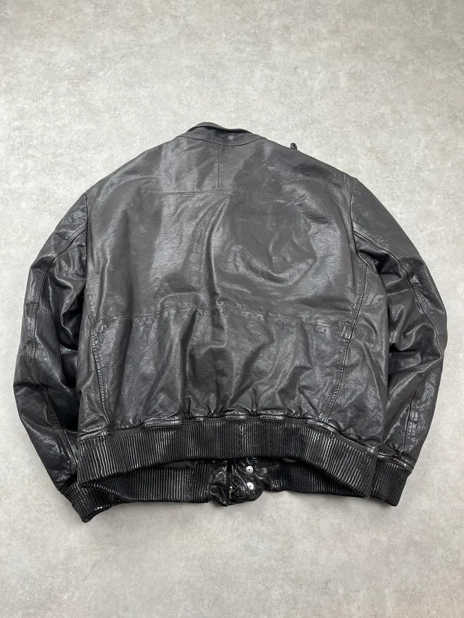 AW2007 Gianfranco Ferré Black Leather Multi-Pocket Bomber Jacket iIHLGAj 5