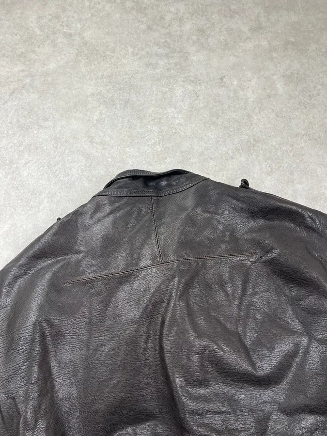 AW2007 Gianfranco Ferré Black Leather Multi-Pocket Bomber Jacket iIHLGAj 6