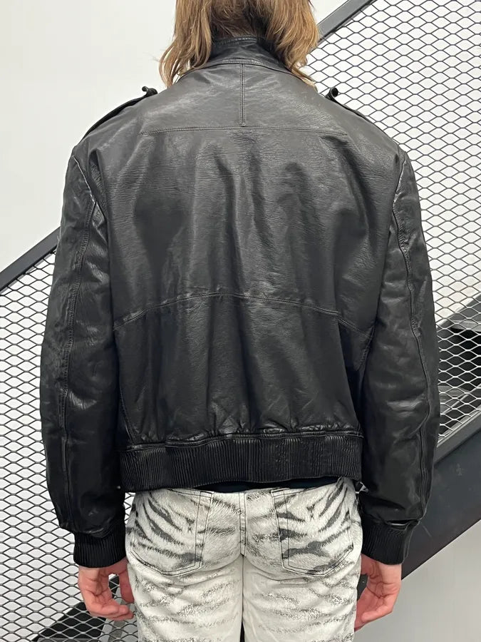 AW2007 Gianfranco Ferré Black Leather Multi-Pocket Bomber Jacket iIHLGAj 1