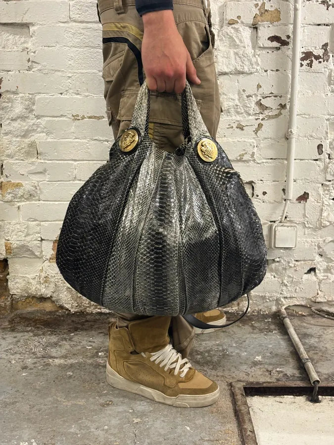 SS2008 Gucci Black & Grey Python Hysteria Babouska Shopper Handle Bag hjImHKL 2