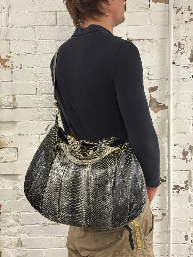 AW2007 Gucci Black & Grey Python Hysteria Babouska Shopper Handle Bag hjImHKL 2