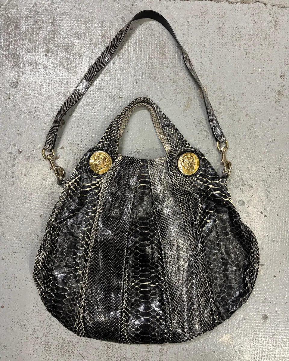 SS2008 Gucci Black & Grey Python Hysteria Babouska Shopper Handle Bag hjImHKL 5
