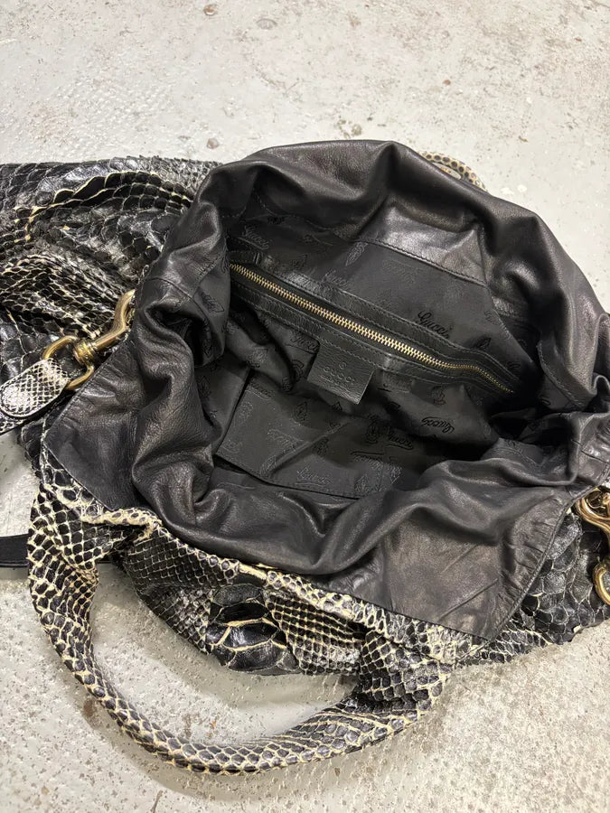SS2008 Gucci Black & Grey Python Hysteria Babouska Shopper Handle Bag hjImHKL 6