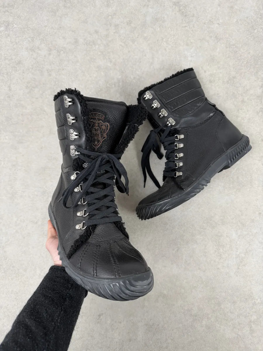 AW2007 Gucci Black Leather Fur-Lined Boots by Frida Giannini hUcXBlw 0