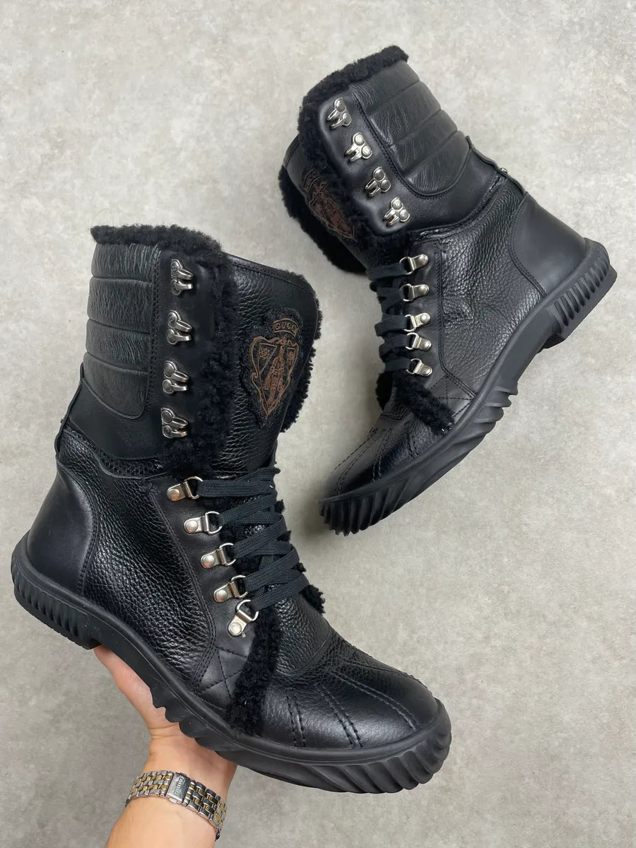 AW2007 Gucci Black Leather Fur-Lined Boots by Frida Giannini ObfefaT 0