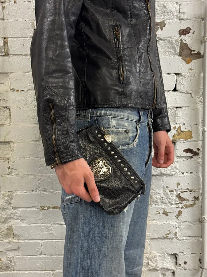 AW2007 Gucci Black Python Leather Studded Heart Bag by Frida Giannini gSIJPWq 1