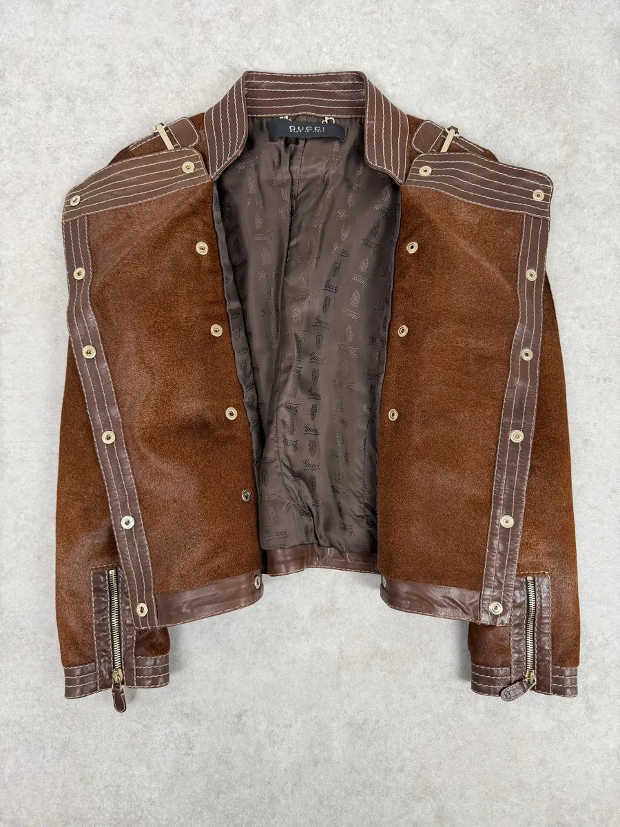 AW2007 Gucci Brown Pony Hair Officer Buttoned Jacket by Frida Giannini rAkmOys 10
